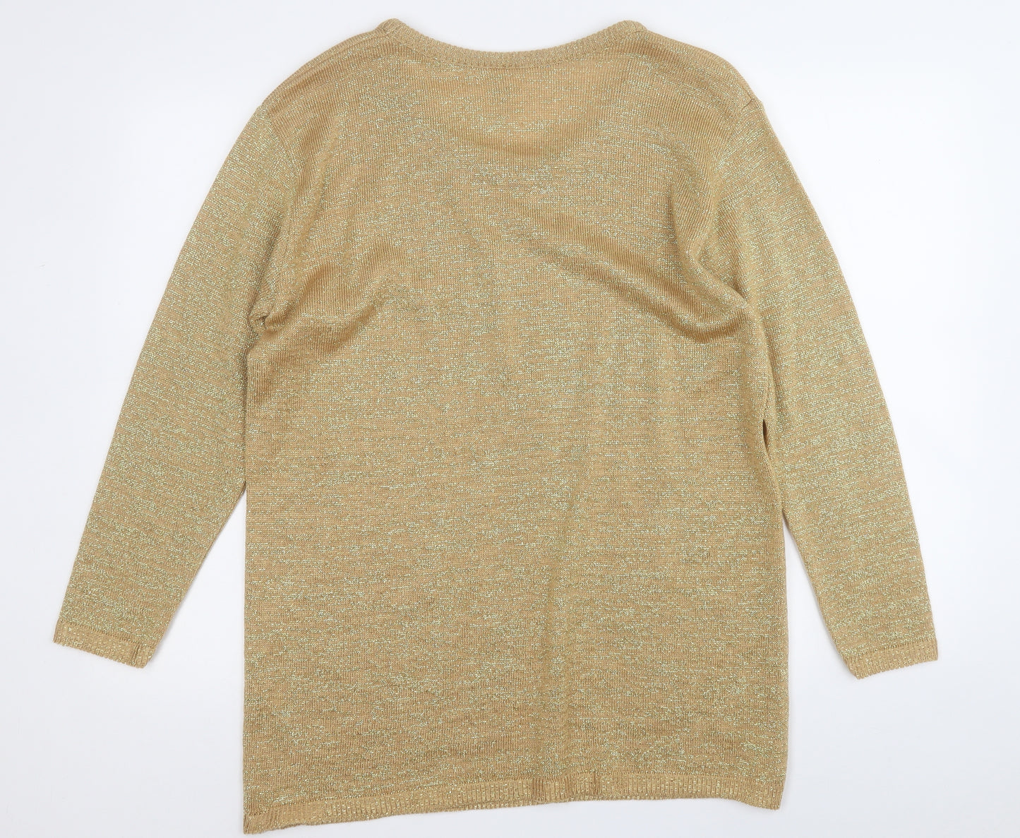 Amani Womens Gold  Acrylic Jumper Dress  Size 14  Round Neck