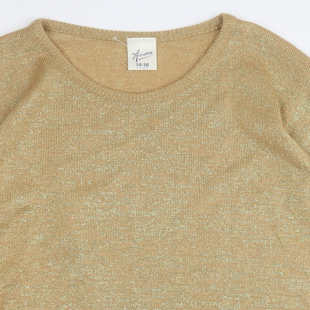 Amani Womens Gold  Acrylic Jumper Dress  Size 14  Round Neck