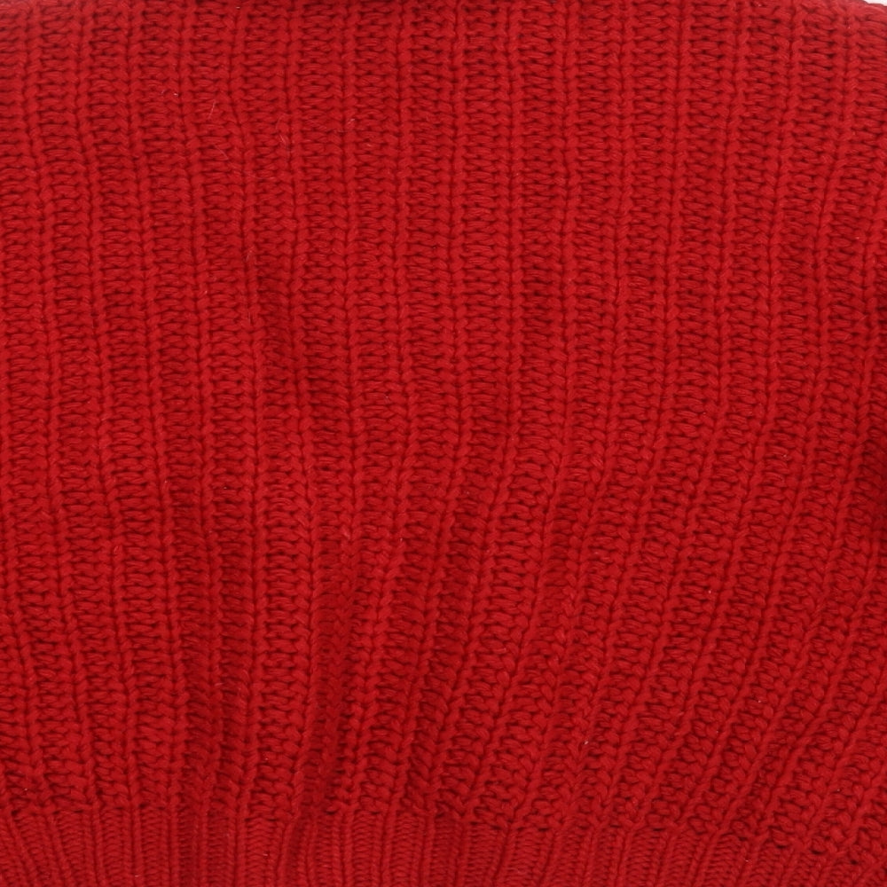 cashel Womens Red Round Neck  Acrylic Pullover Jumper Size XL