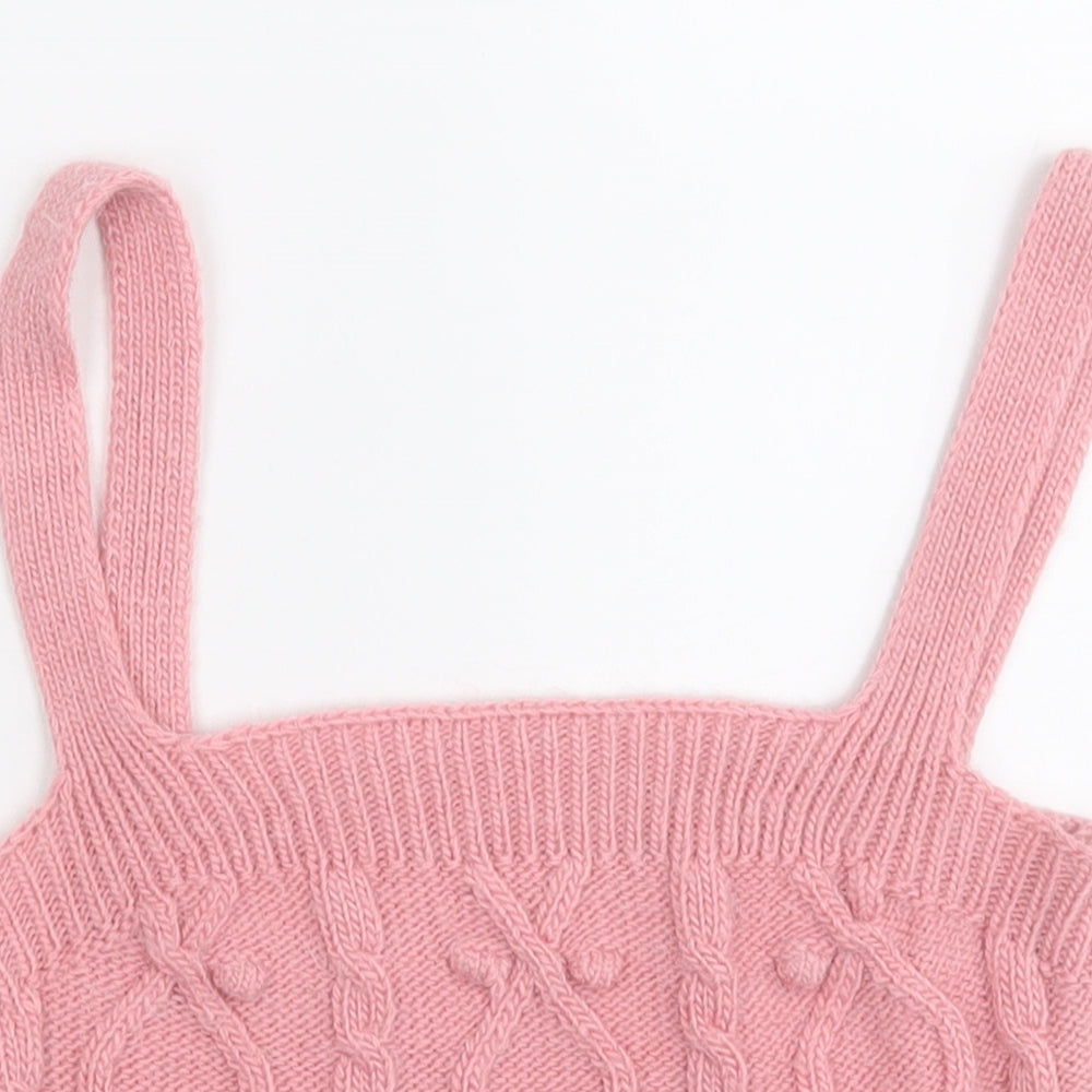 River Island Womens Pink  Acrylic Basic Tank Size S Round Neck
