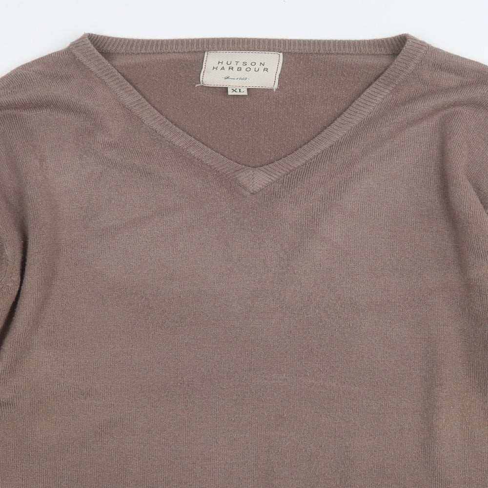 hutson harbour Mens Brown Round Neck  Acrylic Pullover Jumper Size XL