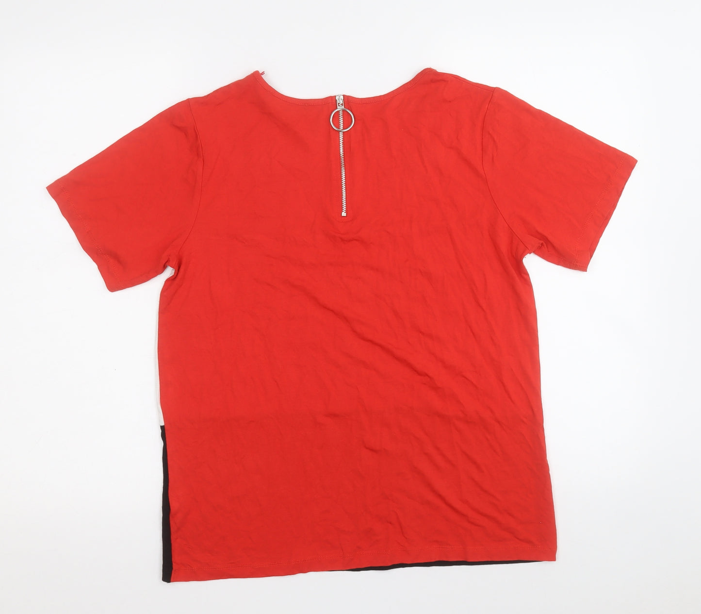 Select Womens Multicoloured Colourblock Viscose Basic T-Shirt Size 12 Round Neck