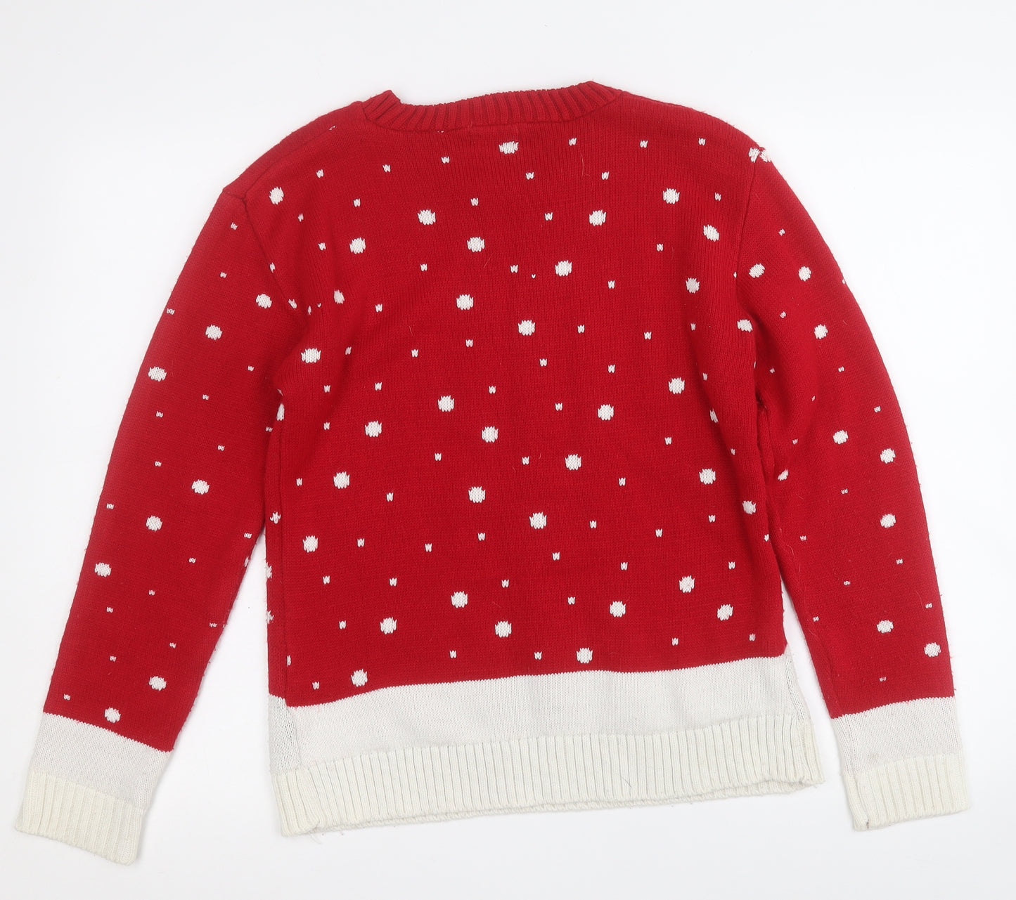 Glimpse Design Womens Red Round Neck  Acrylic Pullover Jumper Size S   - Polar Bear