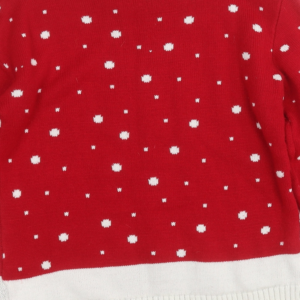 Glimpse Design Womens Red Round Neck  Acrylic Pullover Jumper Size S   - Polar Bear