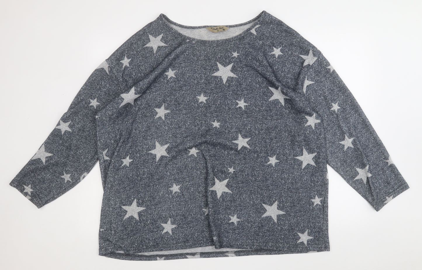 poetic soul  Womens Grey Round Neck Geometric Polyester Pullover Jumper Size XL   - Stars