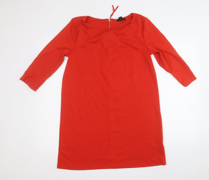 H&M Womens Red Polyester Jumper Dress Size M Round Neck