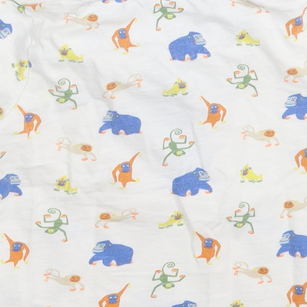 Mini Club Boys White Geometric Cotton Pullover Button-Up Size 2-3 Years Collared  - Animals
