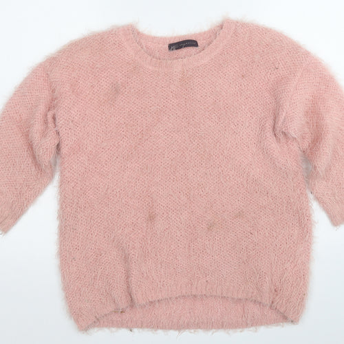 Marks and Spencer Womens Pink Round Neck  Polyester Pullover Jumper Size 10
