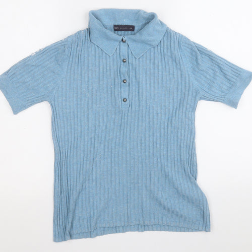Marks and Spencer Womens Blue Round Neck  Viscose Pullover Jumper Size 12