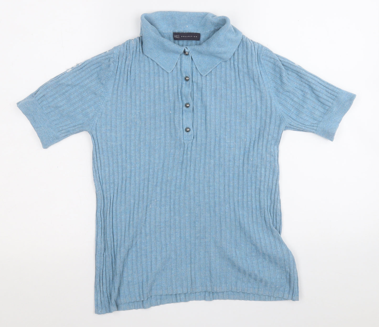 Marks and Spencer Womens Blue Round Neck  Viscose Pullover Jumper Size 12