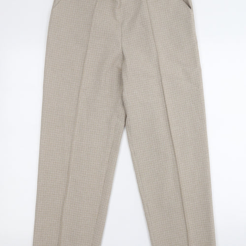Marks and Spencer Womens Brown Plaid Polyester Dress Pants Trousers Size 10 L24 in Regular