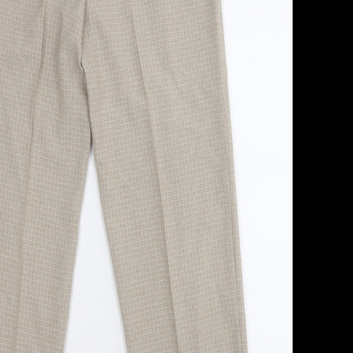 Marks and Spencer Womens Brown Plaid Polyester Dress Pants Trousers Size 10 L24 in Regular