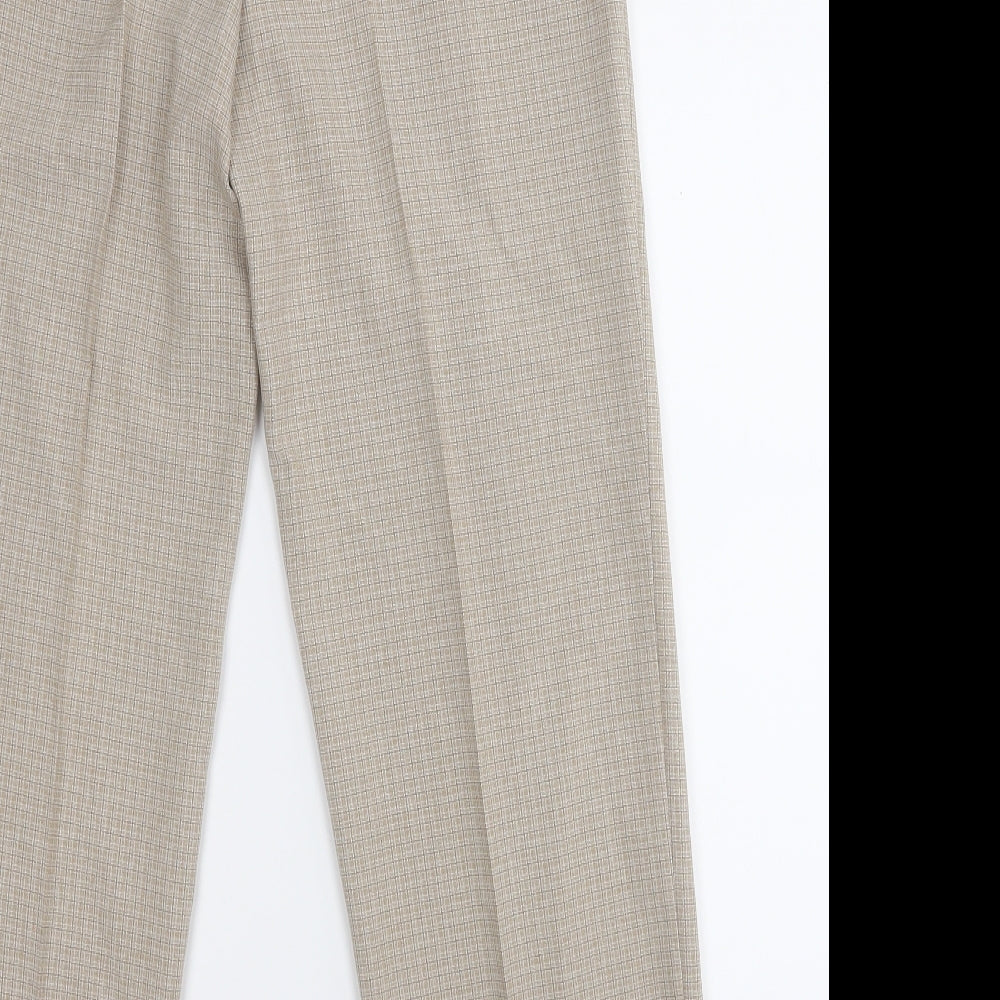 Marks and Spencer Womens Brown Plaid Polyester Dress Pants Trousers Size 10 L24 in Regular