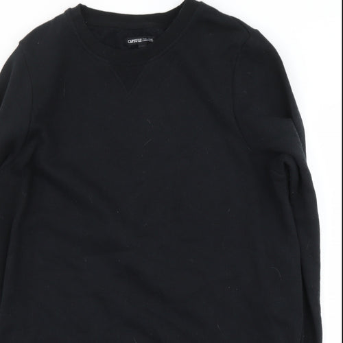 capsual Womens Black  Cotton Pullover Hoodie Size 12