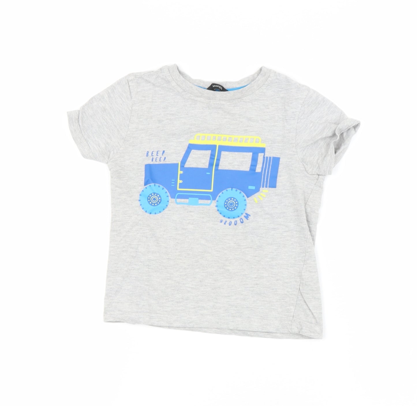 George Boys Grey  Cotton Basic T-Shirt Size 3 Years Round Neck  - Tractor