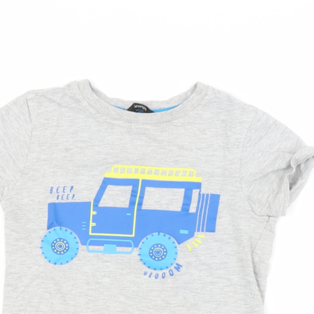 George Boys Grey  Cotton Basic T-Shirt Size 3 Years Round Neck  - Tractor