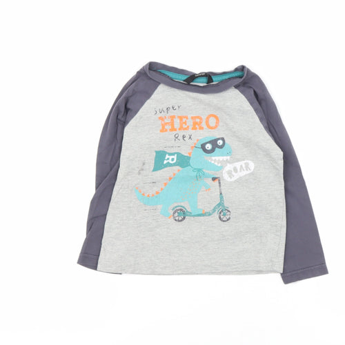 George  Grey  Cotton Basic T-Shirt Size 12 Months Round Neck  - HERO