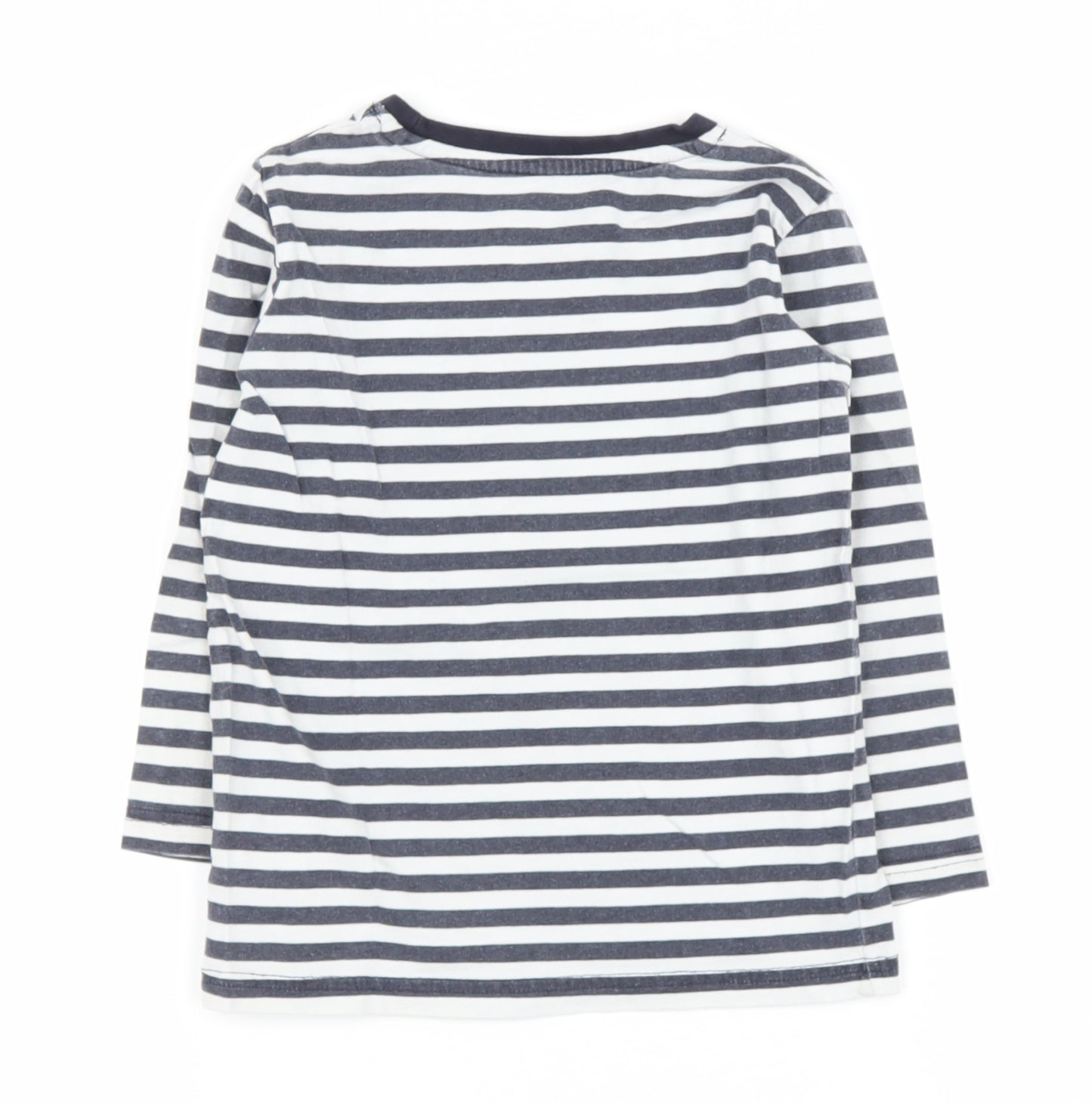 dunnes Boys Blue Striped Cotton Pullover T-Shirt Size 4-5 Years Round Neck