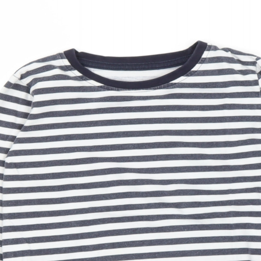 dunnes Boys Blue Striped Cotton Pullover T-Shirt Size 4-5 Years Round Neck