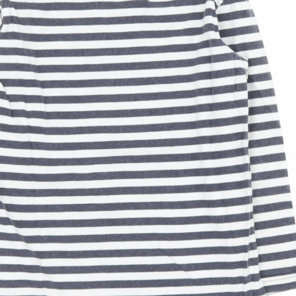 dunnes Boys Blue Striped Cotton Pullover T-Shirt Size 4-5 Years Round Neck