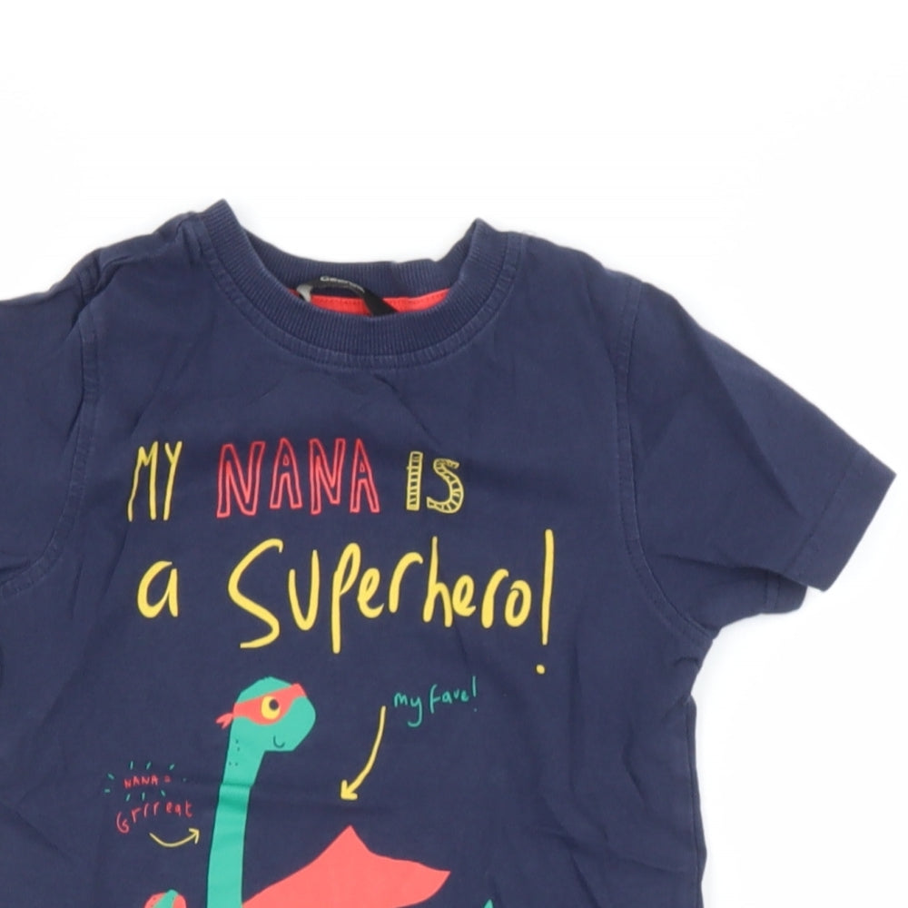 George Boys Blue  Cotton Basic T-Shirt Size 3-4 Years Round Neck  - Superhero