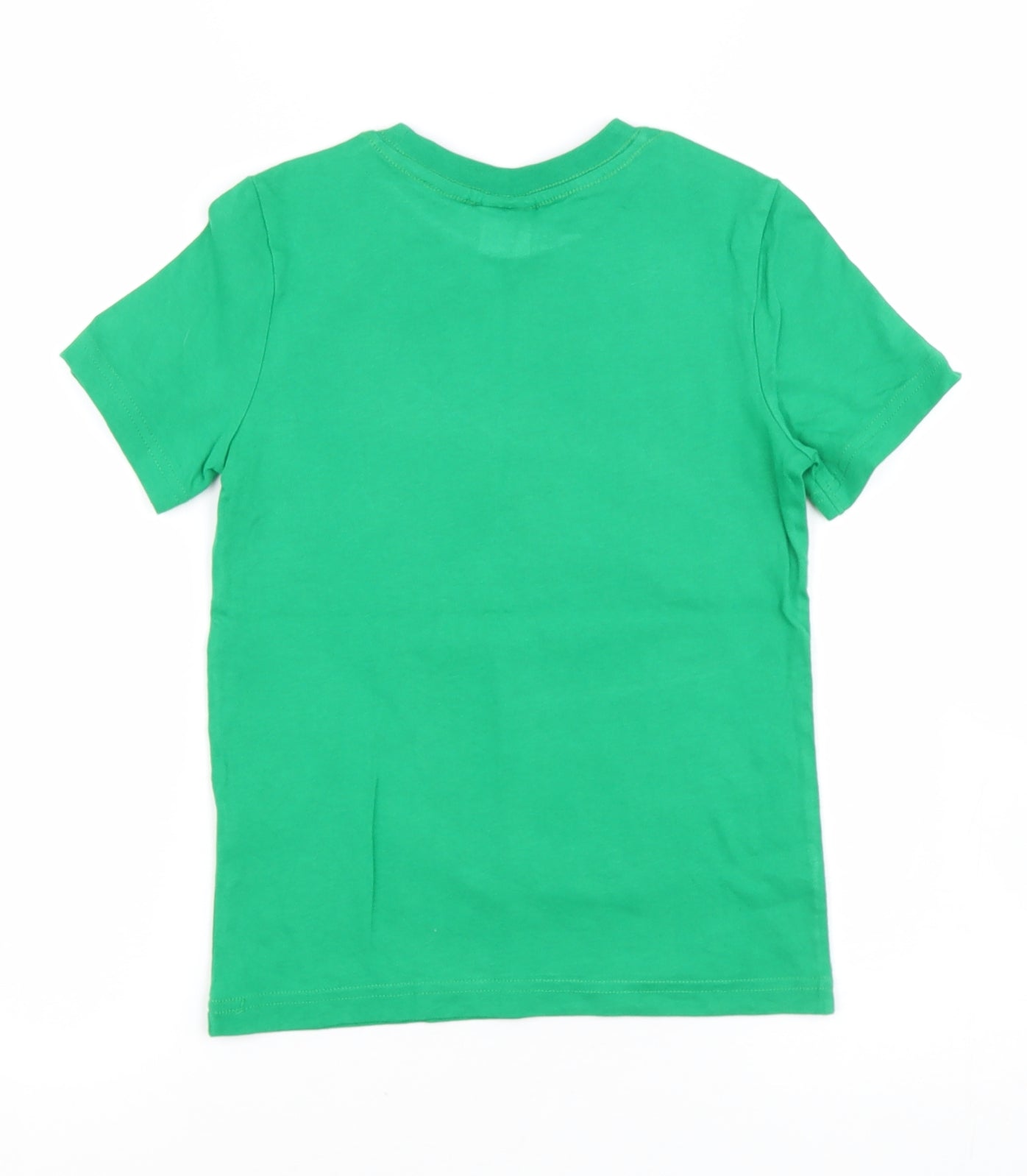 Preworn Boys Green  Cotton Basic T-Shirt Size 5-6 Years Round Neck  - Grinch