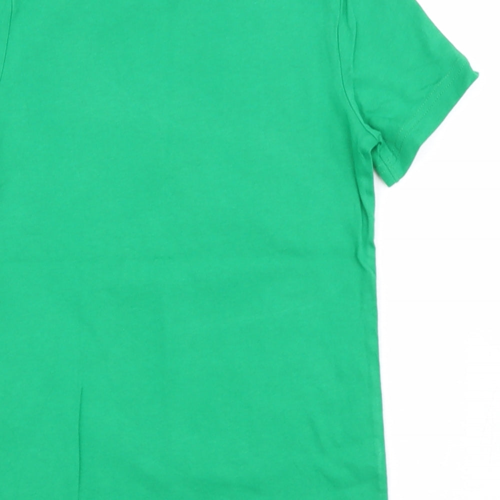 Preworn Boys Green  Cotton Basic T-Shirt Size 5-6 Years Round Neck  - Grinch