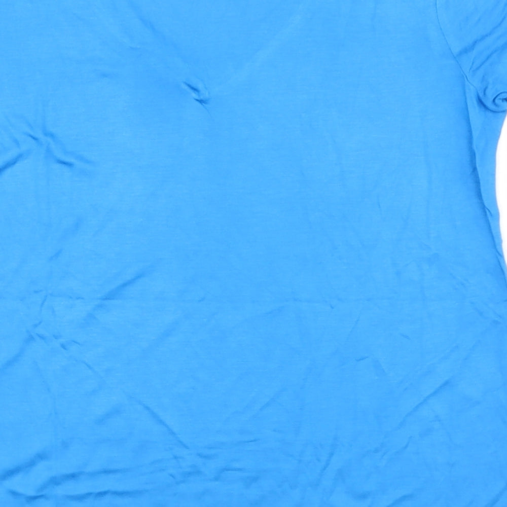 H&M Womens Blue  Viscose Basic T-Shirt Size XS V-Neck