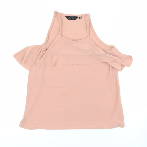 New Look Womens Pink  Polyester Basic Blouse Size 6 Halter