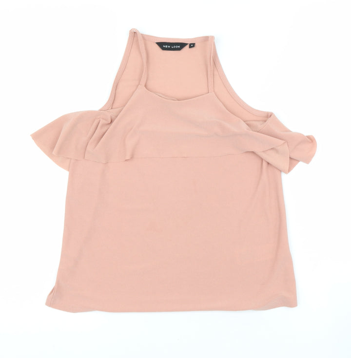 New Look Womens Pink  Polyester Basic Blouse Size 6 Halter