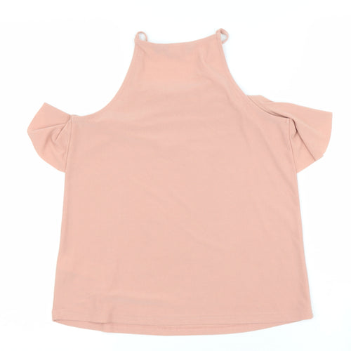 New Look Womens Pink  Polyester Basic Blouse Size 6 Halter