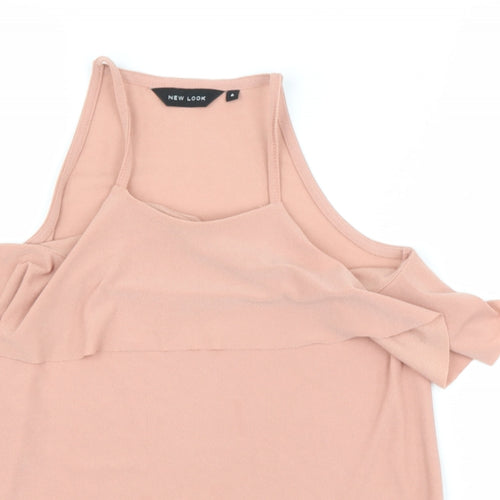 New Look Womens Pink  Polyester Basic Blouse Size 6 Halter