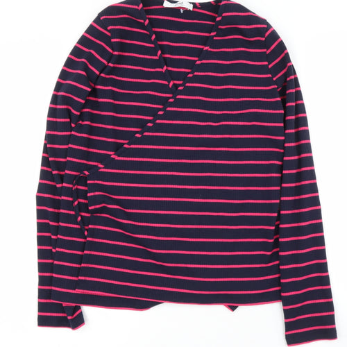 find. Womens Blue V-Neck Striped Polyester Wrap Jumper Size L