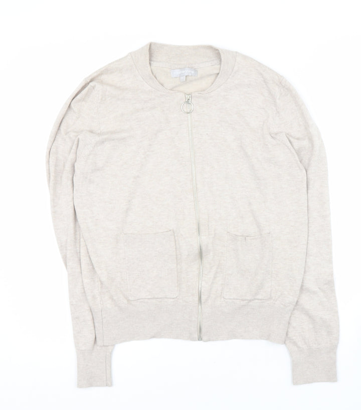 Red Herring Womens Beige Scoop Neck Viscose Cardigan Jumper Size 14