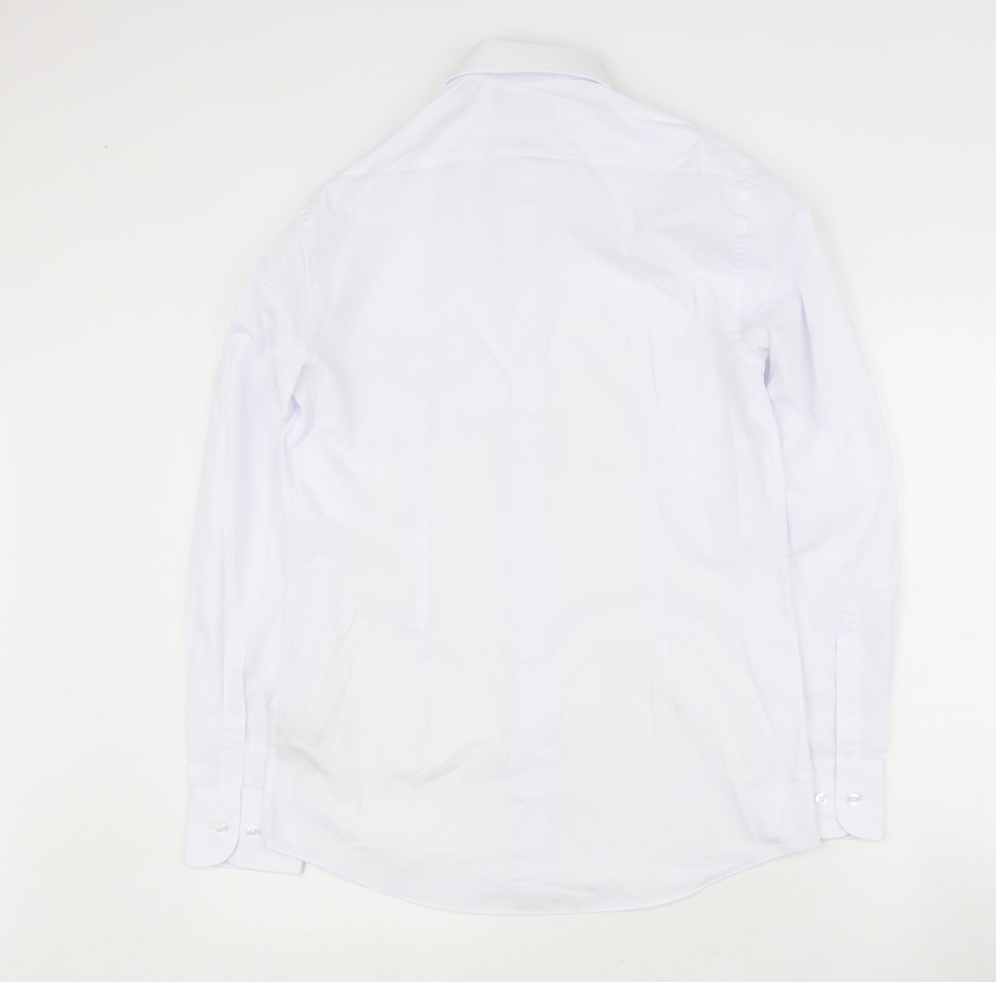 Marks and Spencer Mens White  Polyester  Dress Shirt Size 15 Collared