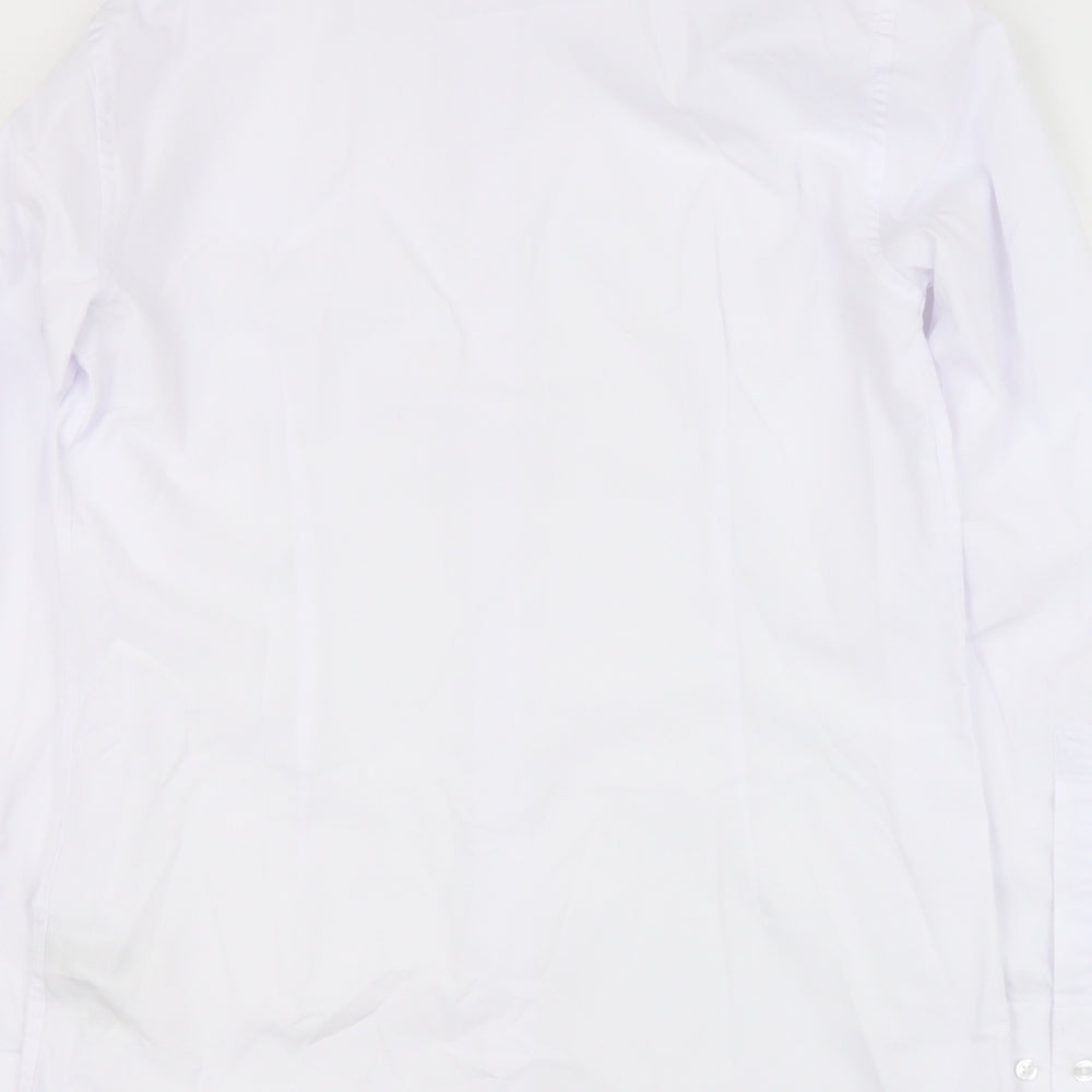 Marks and Spencer Mens White  Polyester  Dress Shirt Size 15 Collared