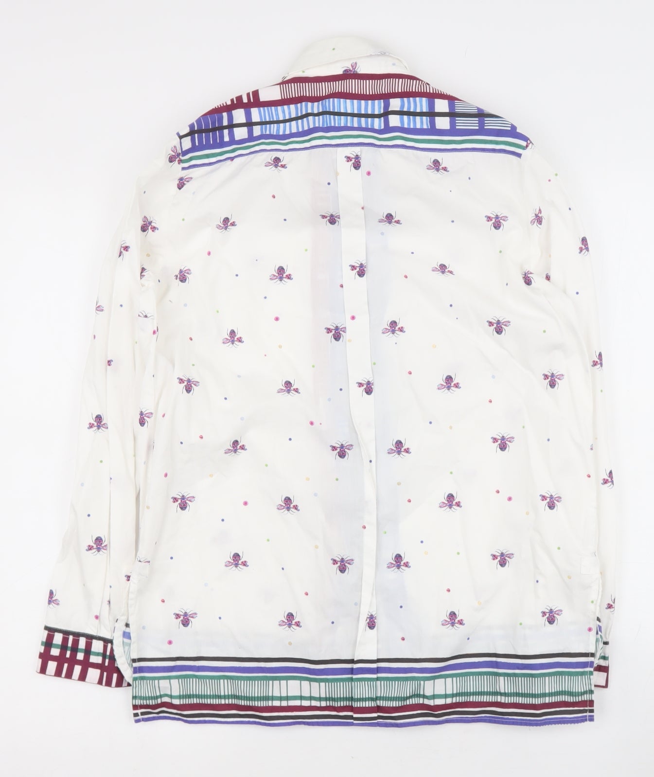 Vilagallo Mens Beige Geometric Coir  Button-Up Size L Collared