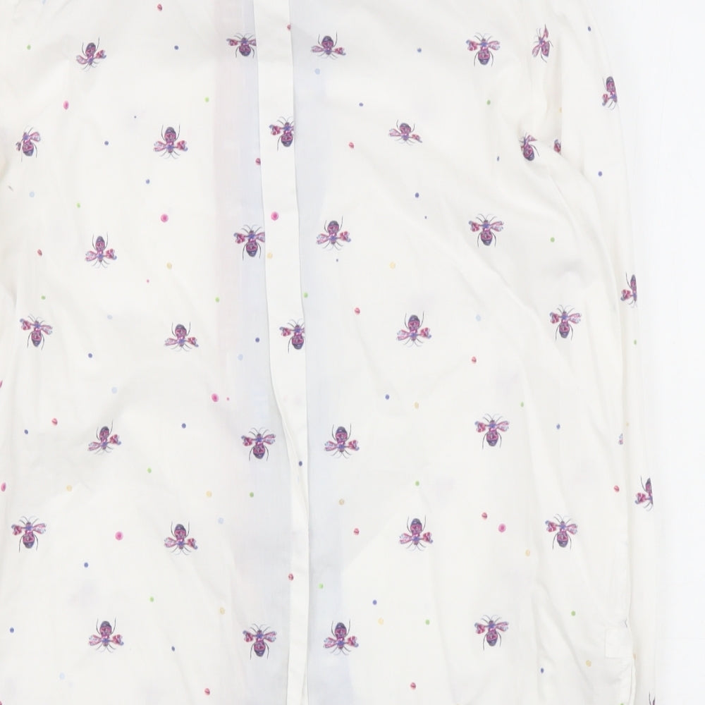 Vilagallo Mens Beige Geometric Coir  Button-Up Size L Collared