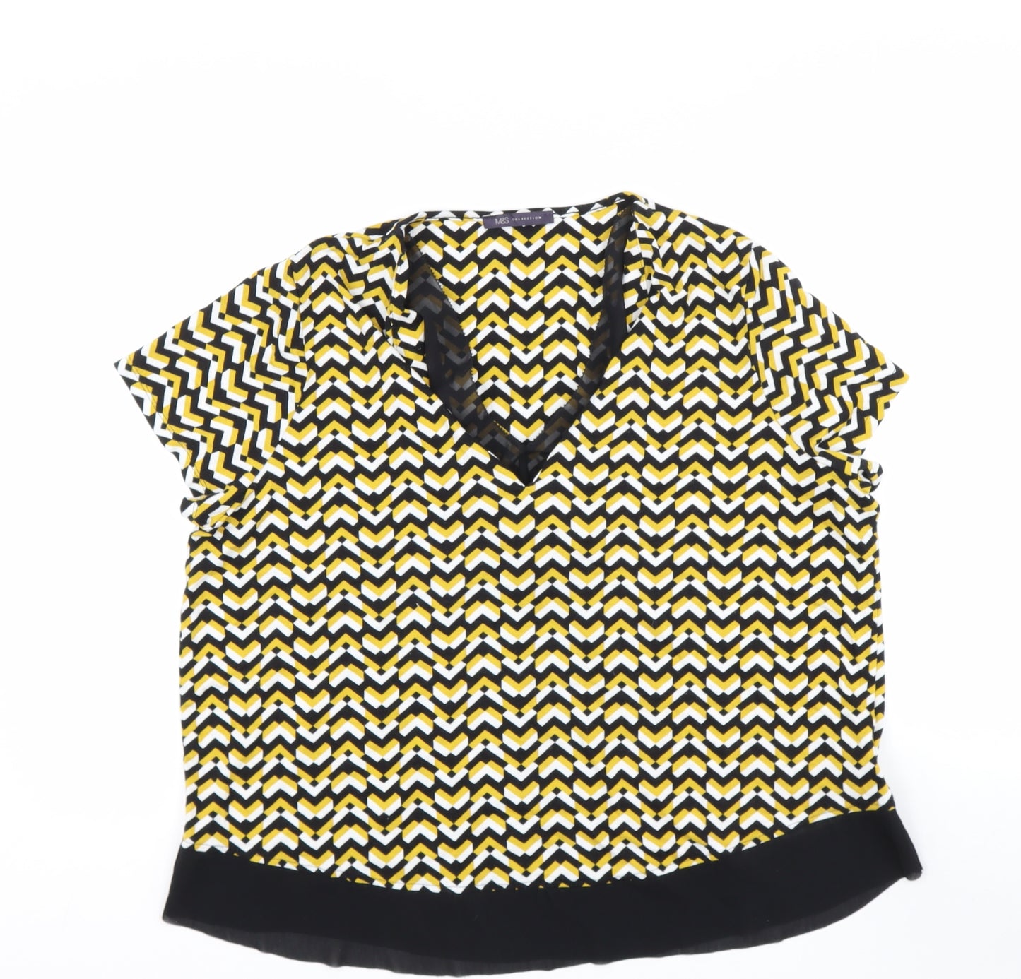 Marks and Spencer Womens Gold  Viscose Basic Blouse Size 18 V-Neck