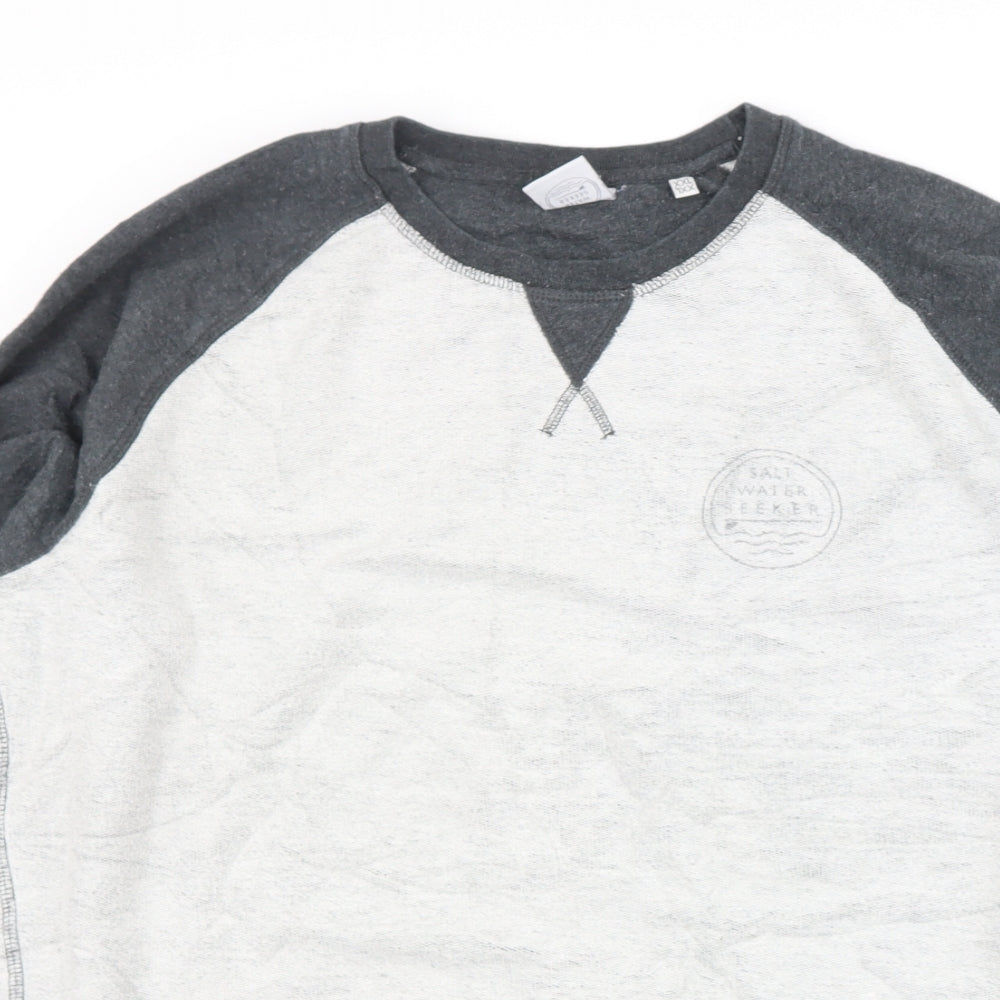 stanley strolls  Mens Grey Round Neck  Cotton Pullover Jumper Size L