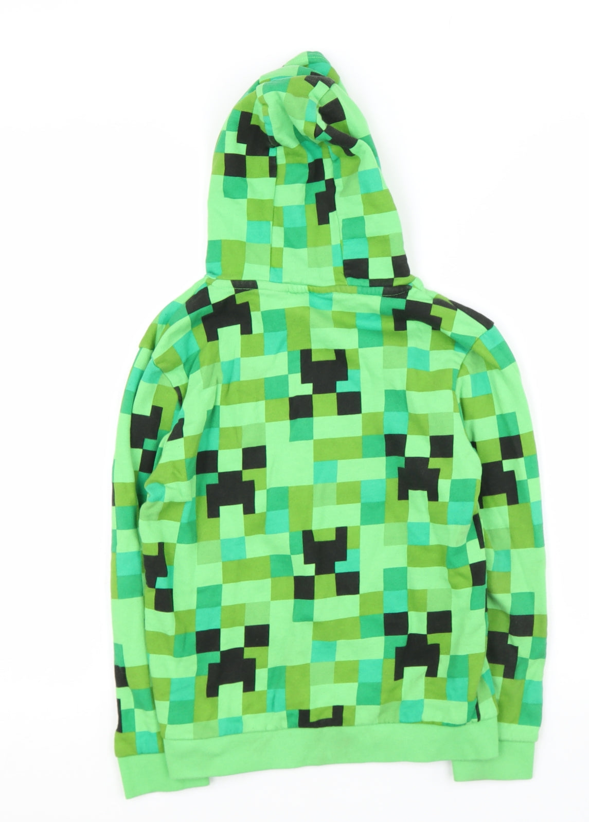 Primark Boys Green Geometric Cotton Pullover Hoodie Size 10-11 Years