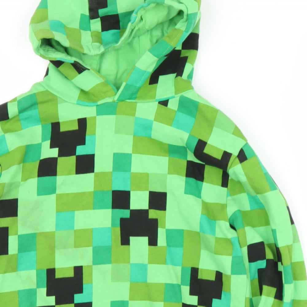 Primark Boys Green Geometric Cotton Pullover Hoodie Size 10-11 Years
