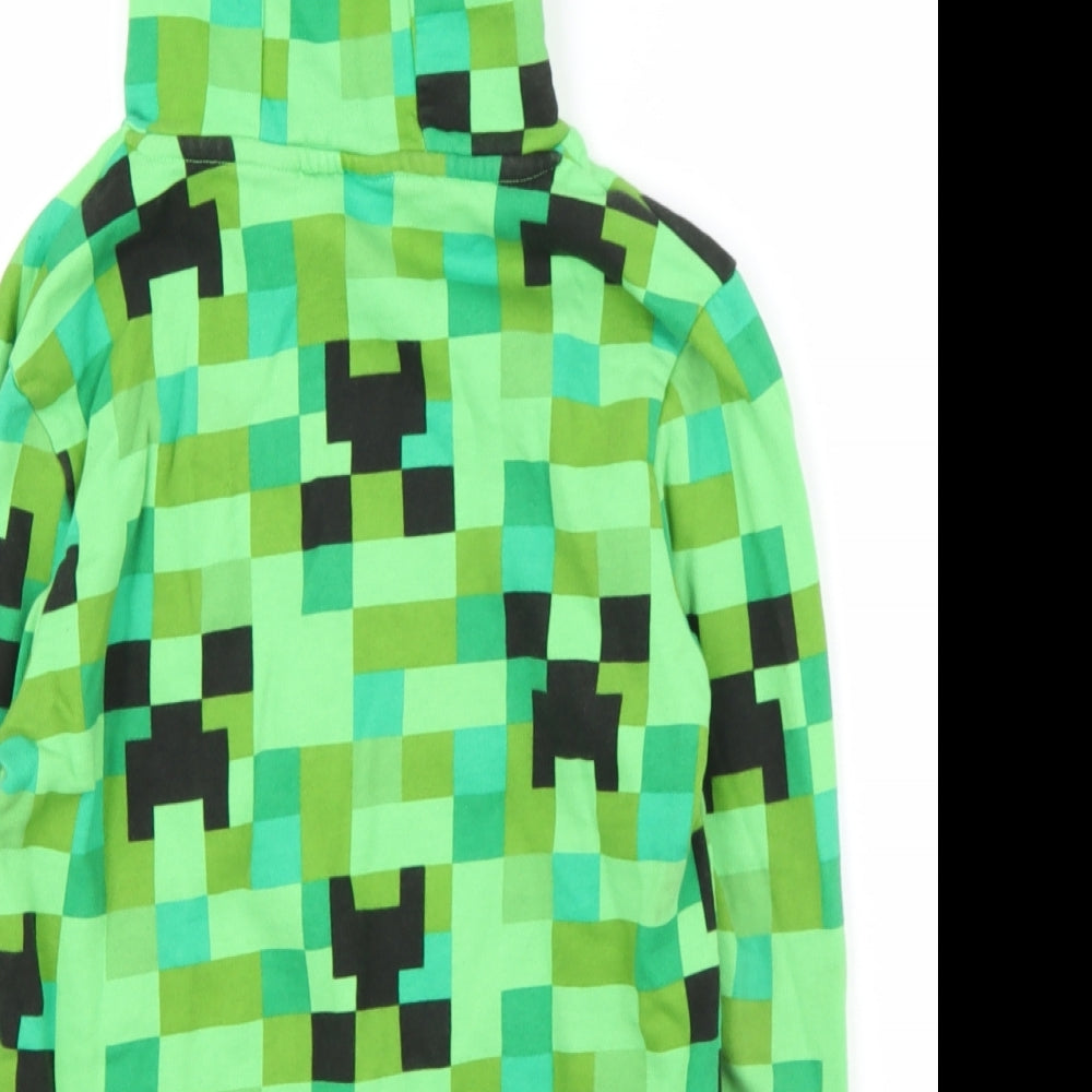 Primark Boys Green Geometric Cotton Pullover Hoodie Size 10-11 Years