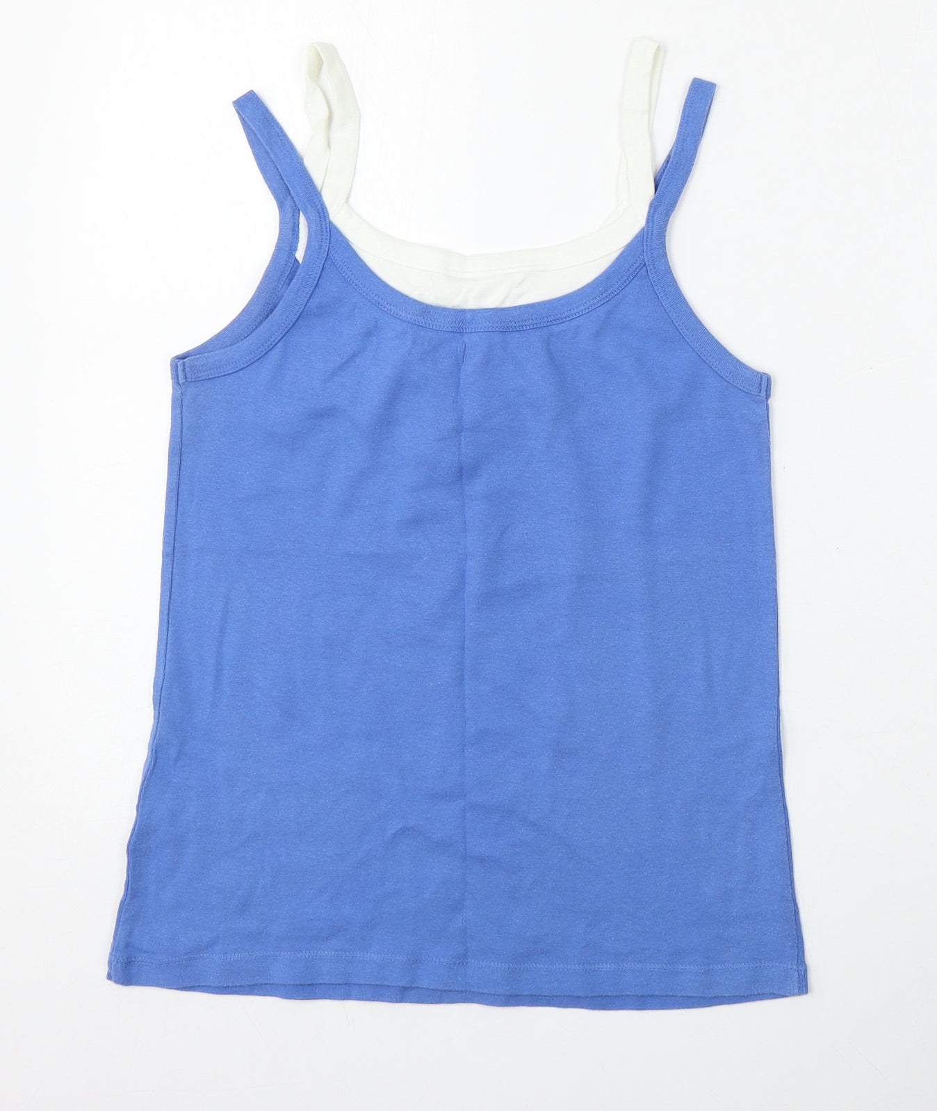 Dunnes Stores Womens Blue  Cotton Basic Tank Size 14 Round Neck