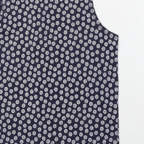 Preworn Womens Blue Floral Polyester Basic Blouse Size S Round Neck
