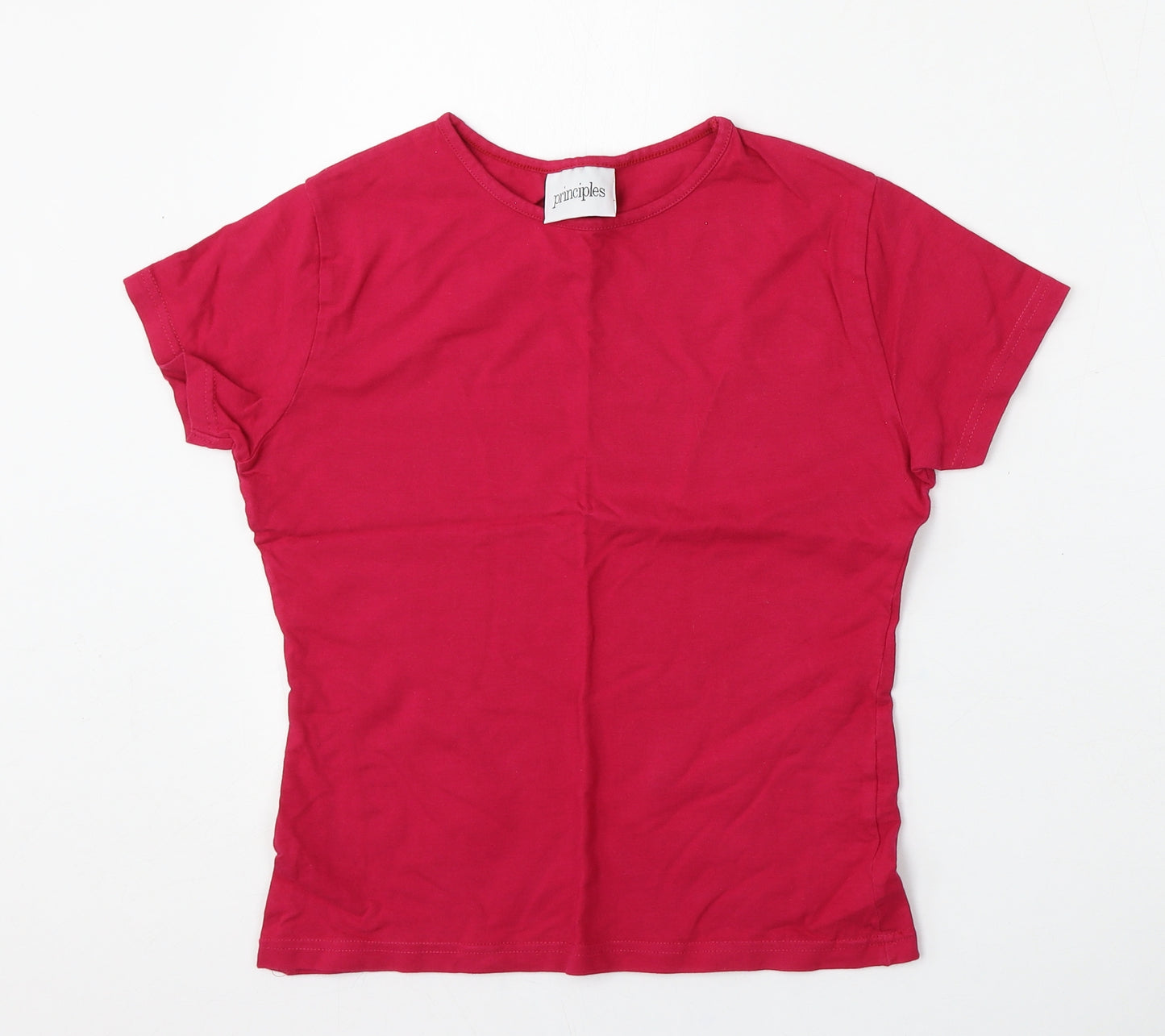 Principles Womens Pink  Cotton Basic T-Shirt Size 10 Round Neck