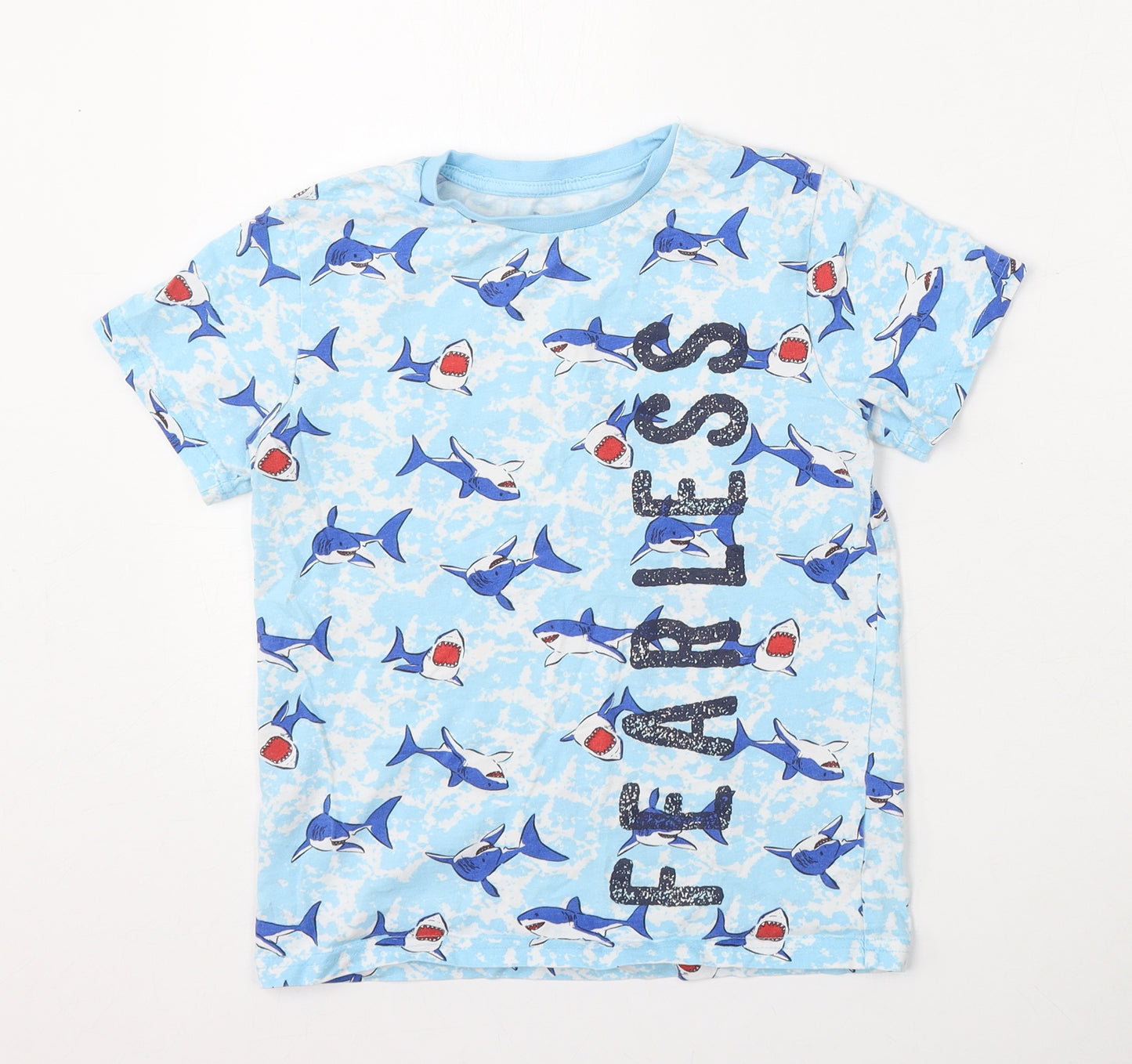 KIDS Boys Multicoloured Geometric Cotton Basic T-Shirt Size 10-11 Years Round Neck
