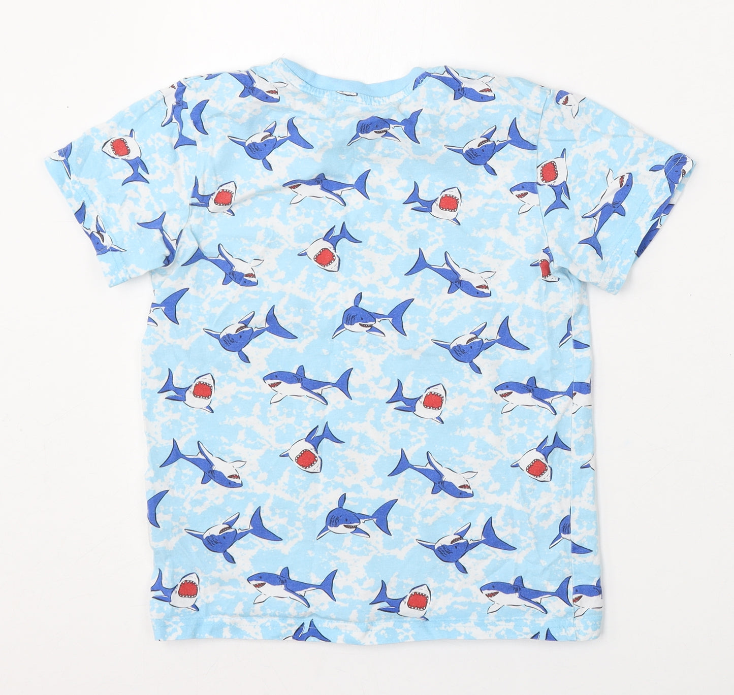 KIDS Boys Multicoloured Geometric Cotton Basic T-Shirt Size 10-11 Years Round Neck