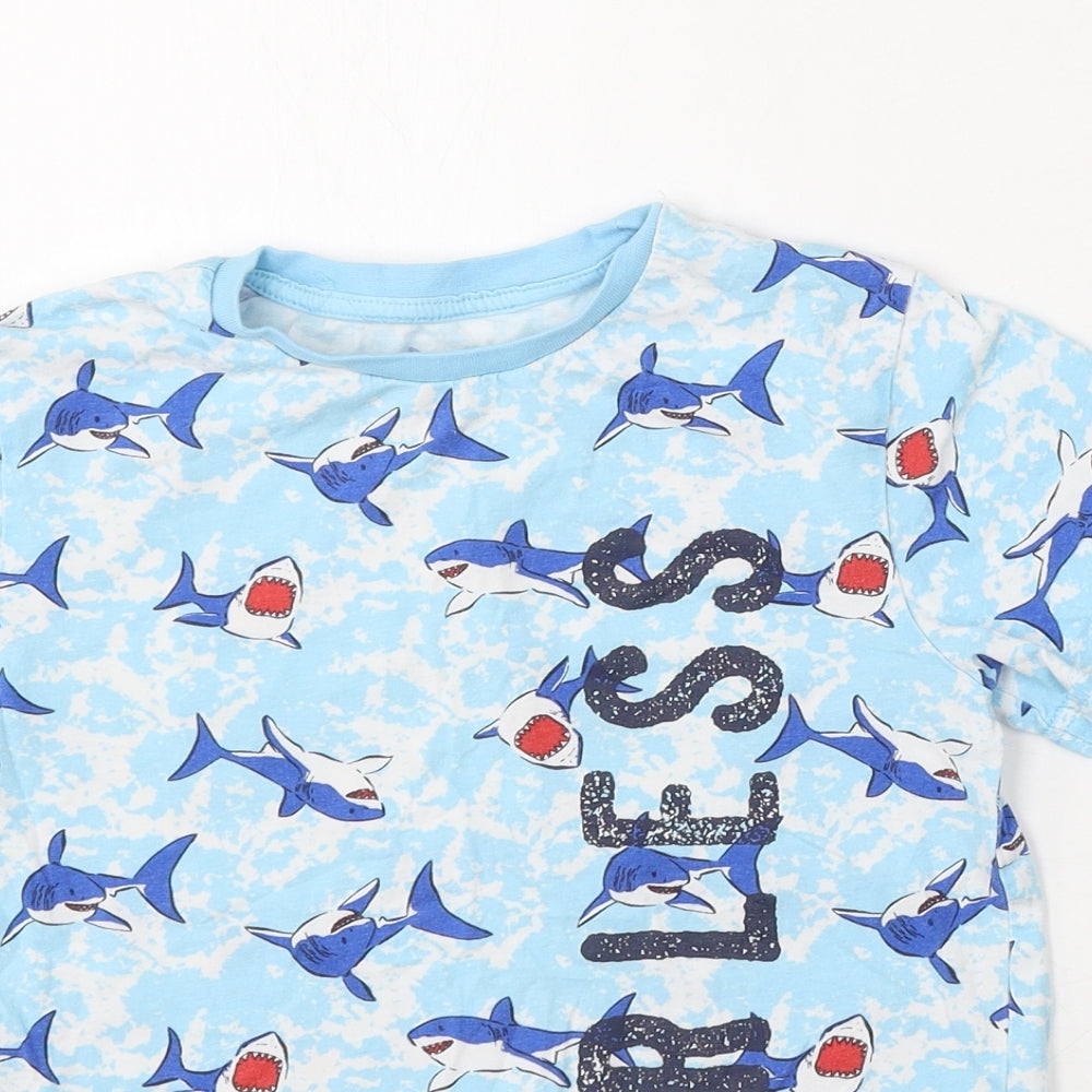 KIDS Boys Multicoloured Geometric Cotton Basic T-Shirt Size 10-11 Years Round Neck