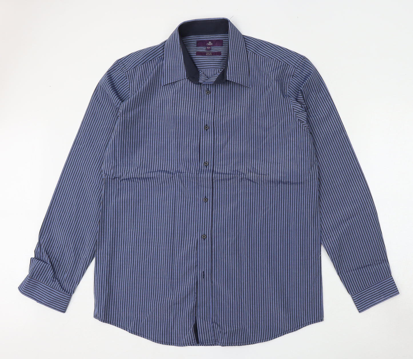 NEXT Mens Blue Striped Polyester  Dress Shirt Size 16.5 Collared Button